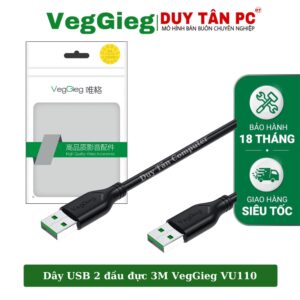DÂY USB 2 ĐẦU ĐỰC VEGGIEG 3M
